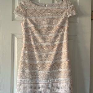 Eliza J White/Cream Lace Party Dress